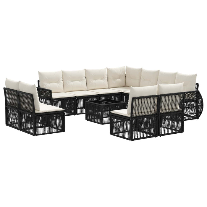Set de canapele pentru grădină 12 pcs Negru și Alb crem - WALTI WALTI