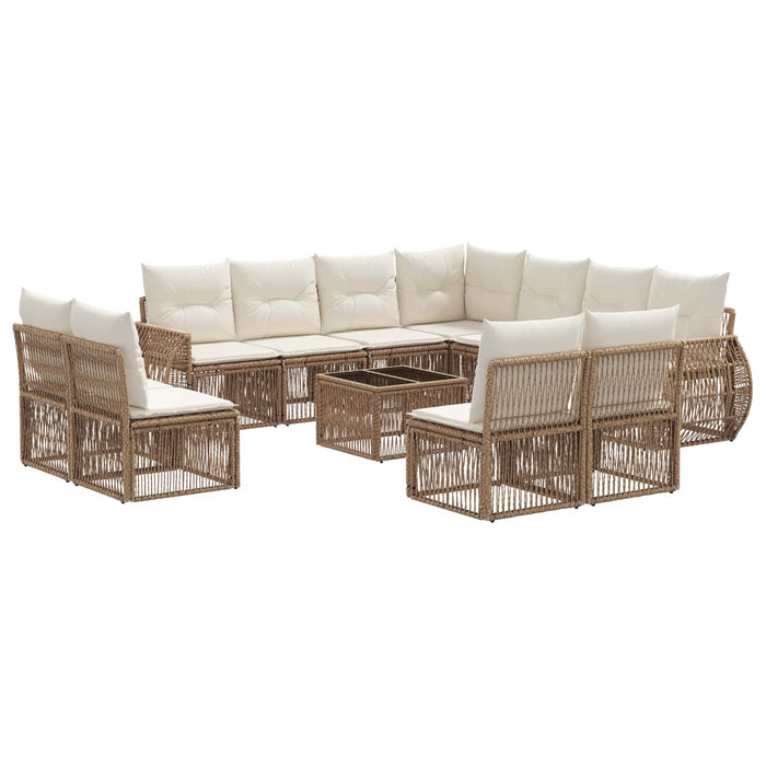 Set de canapele pentru grădină 12 pcs Bej și alb crem poliratan - WALTI WALTI