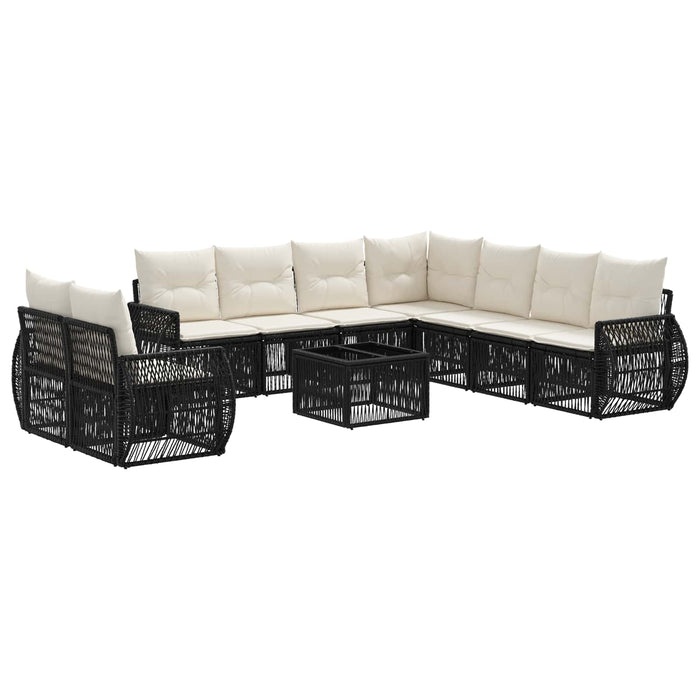 Set de canapele pentru grădină 10 pcs Negru și Alb crem - WALTI WALTI