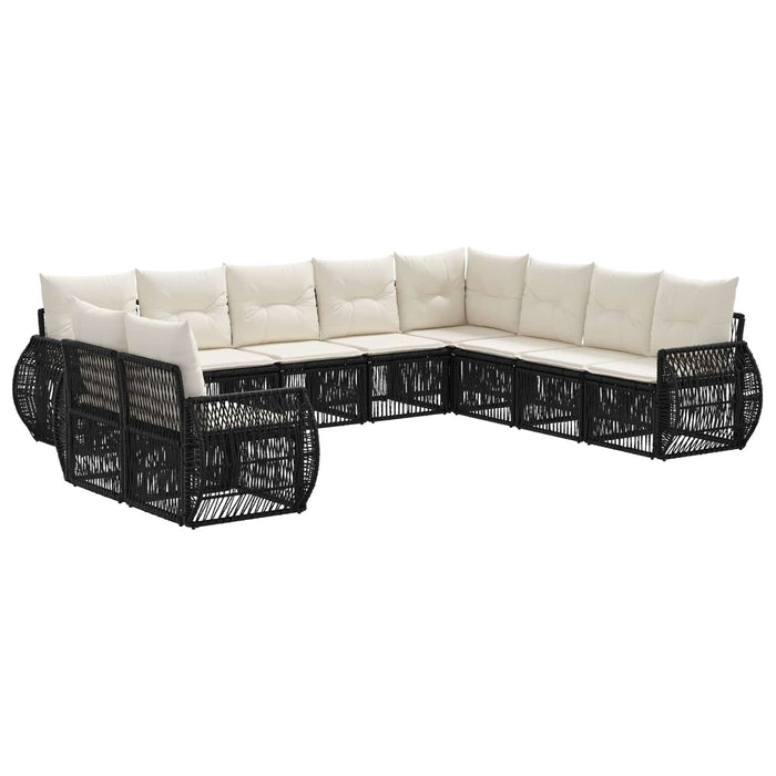 Set de canapele pentru grădină 10 pcs Negru și Alb crem WALTI
