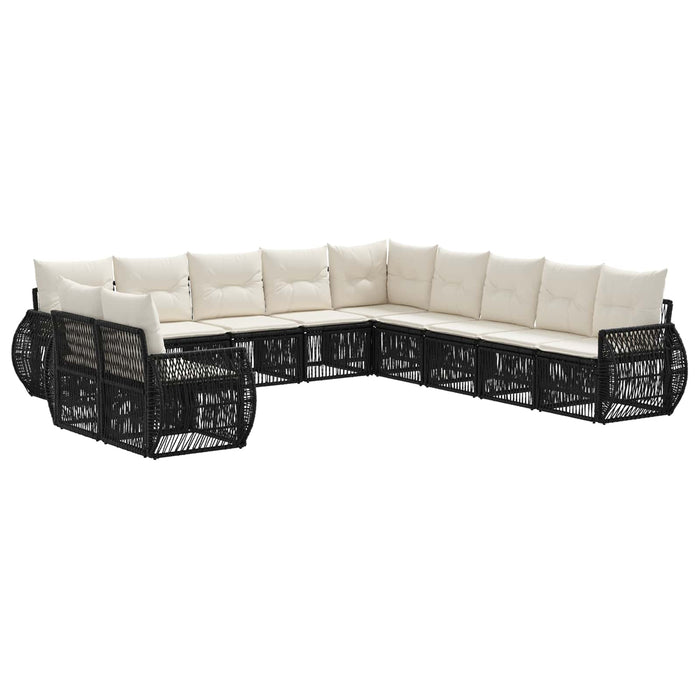 Set de canapele pentru grădină 11 pcs Negru și Alb crem WALTI