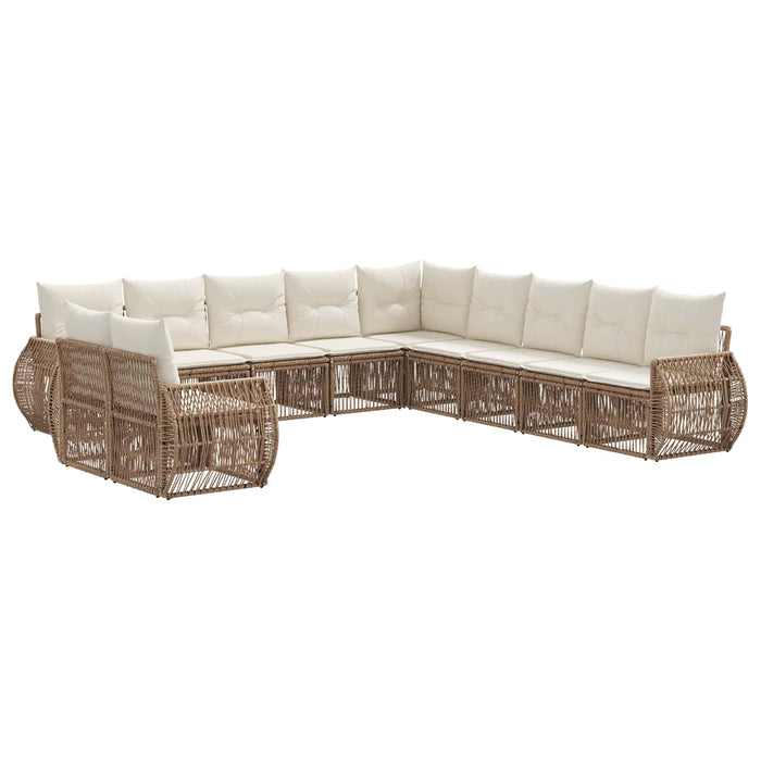 Set de canapele pentru grădină 11 pcs Bej și alb crem poliratan WALTI