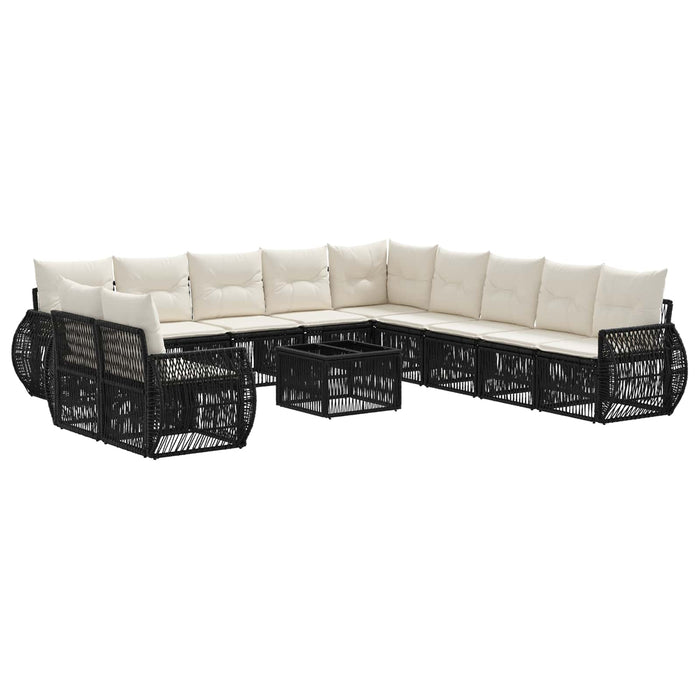 Set de canapele pentru grădină 12 pcs Negru și Alb crem - WALTI WALTI