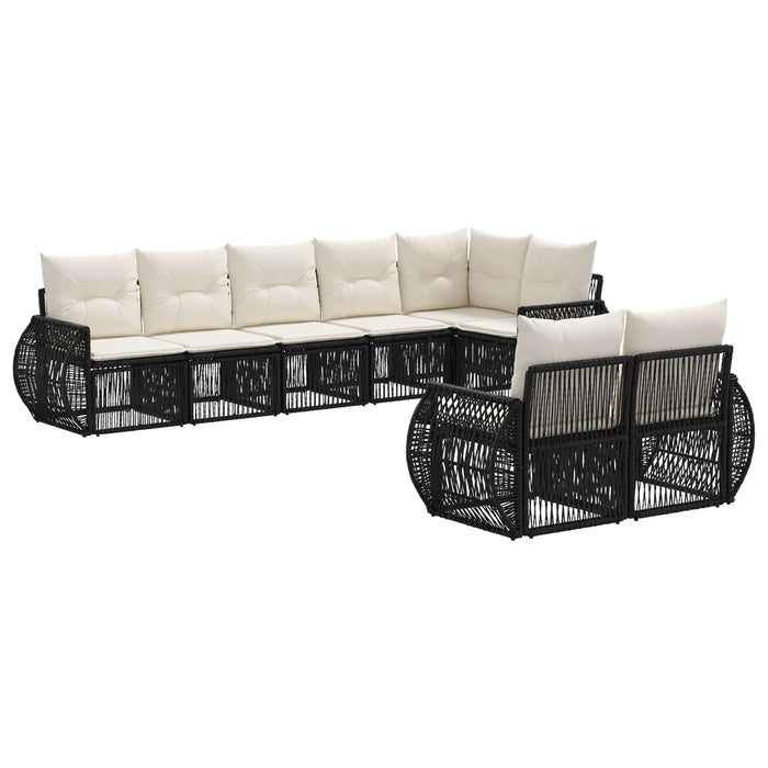 Set de canapele pentru grădină 8 pcs Negru și Alb crem WALTI