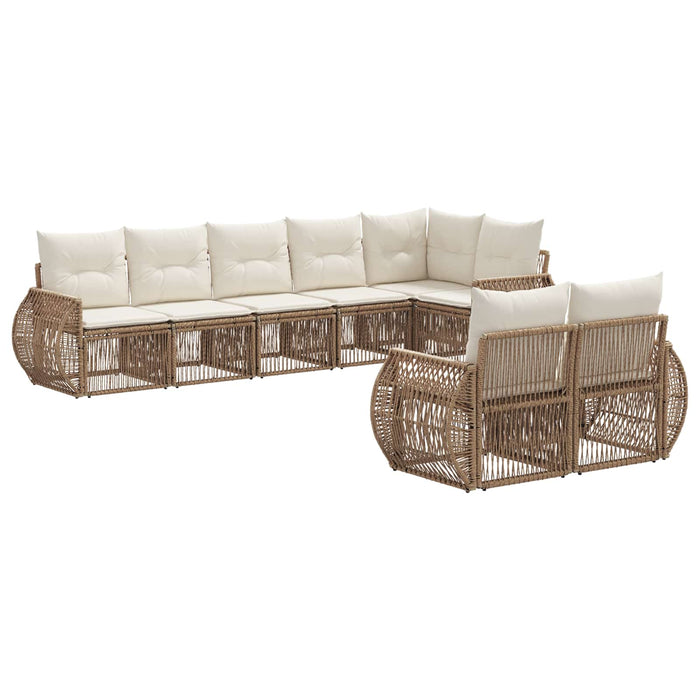 Set de canapele pentru grădină 8 pcs Bej și alb crem poliratan - WALTI WALTI