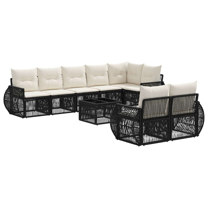 Set de canapele pentru grădină 9 pcs Negru și Alb crem - WALTI WALTI