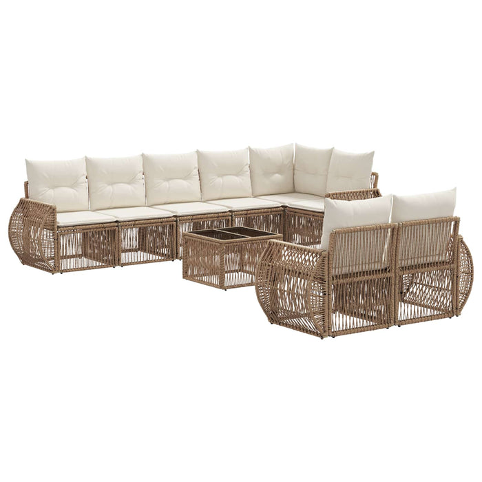 Set de canapele pentru grădină 9 pcs Bej și alb crem poliratan - WALTI WALTI