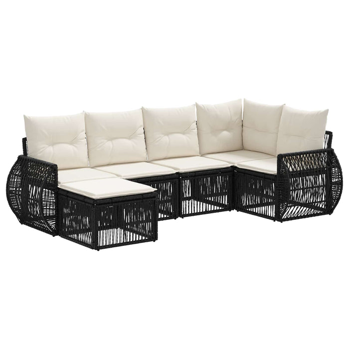 Set de canapele pentru grădină 6 pcs Negru și Alb crem WALTI