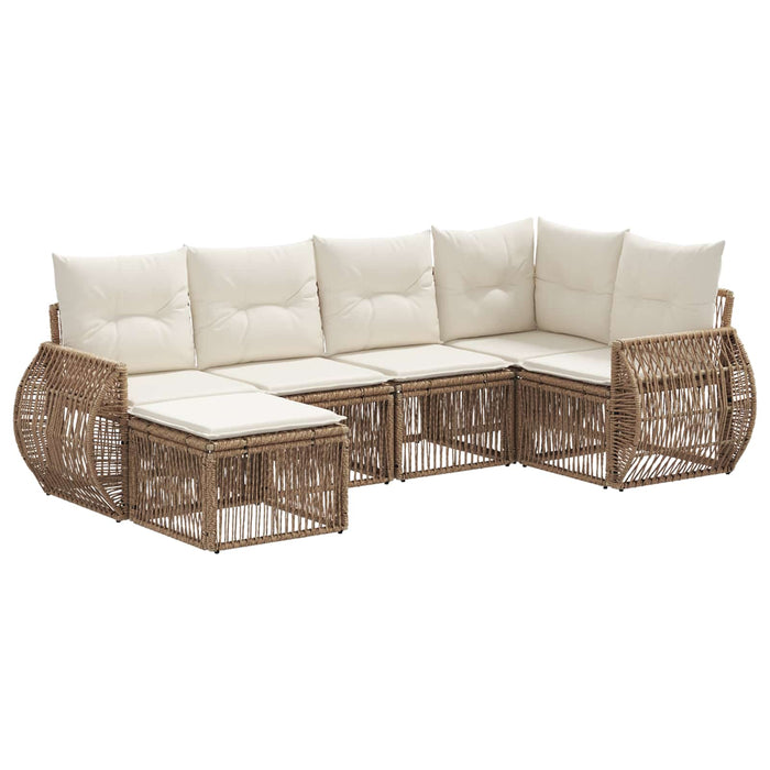 Set de canapele pentru grădină 6 pcs Bej și alb crem poliratan WALTI