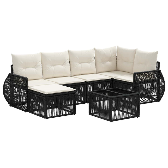 Set de canapele pentru grădină 7 pcs Negru și Alb crem - WALTI WALTI