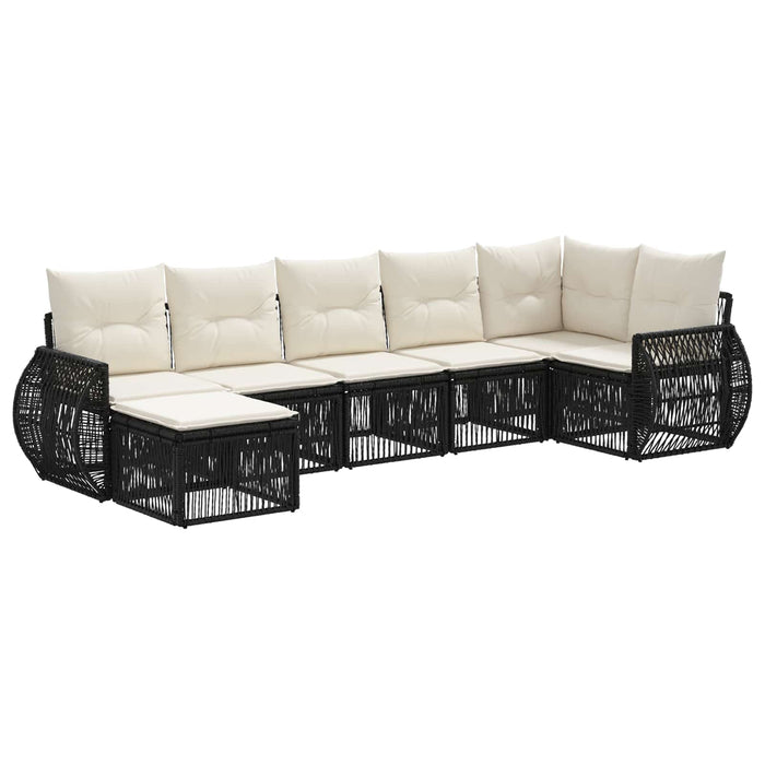 Set de canapele pentru grădină 7 pcs Negru și Alb crem WALTI