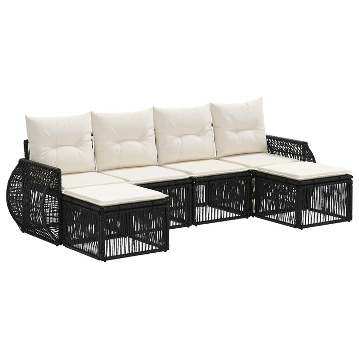 Set de canapele pentru grădină 6 pcs Negru și Alb crem WALTI