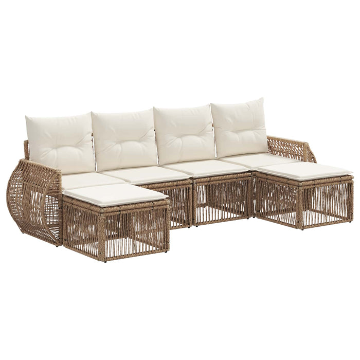 Set de canapele pentru grădină 6 pcs Bej și alb crem poliratan - WALTI WALTI