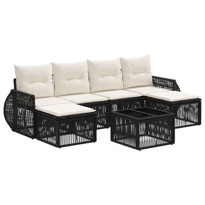 Set de canapele pentru grădină 7 pcs Negru și Alb crem - WALTI WALTI