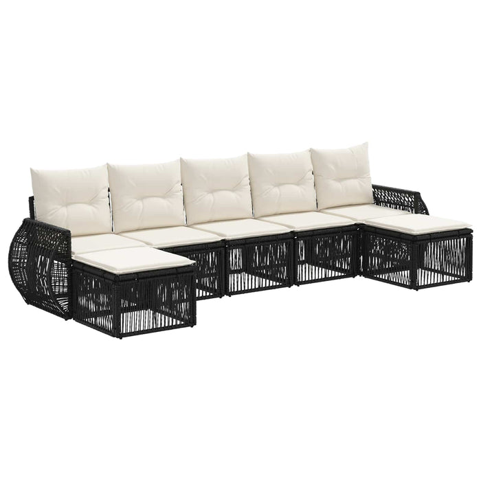 Set de canapele pentru grădină 7 pcs Negru și Alb crem WALTI