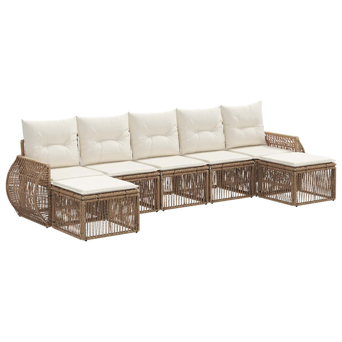 Set de canapele pentru grădină 7 pcs Bej și alb crem poliratan - WALTI WALTI