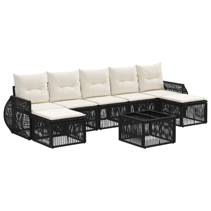 Set de canapele pentru grădină 8 pcs Negru și Alb crem - WALTI WALTI