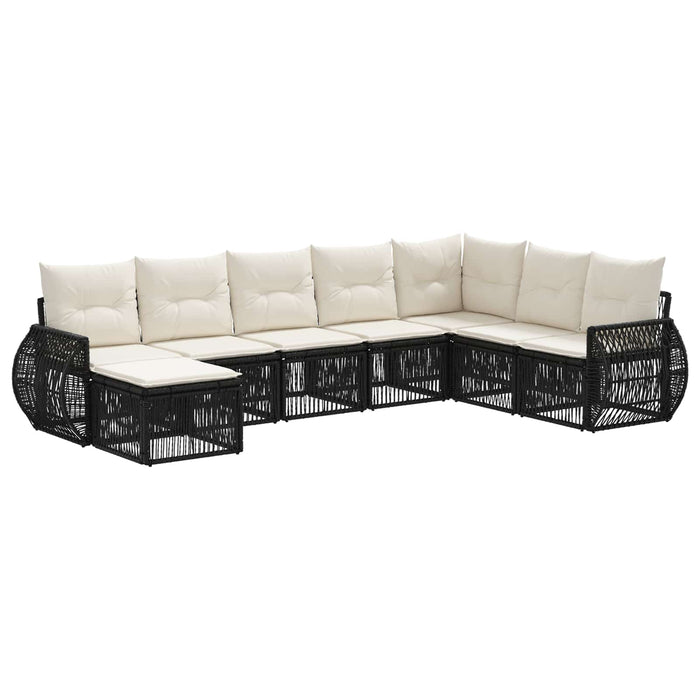 Set de canapele pentru grădină 8 pcs Negru și Alb crem WALTI