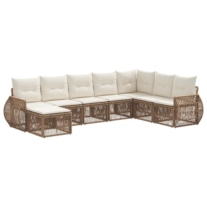 Set de canapele pentru grădină 8 pcs Bej și alb crem poliratan - WALTI WALTI