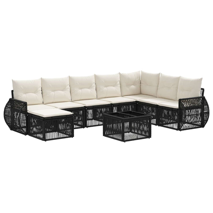 Set de canapele pentru grădină 9 pcs Negru și Alb crem - WALTI WALTI