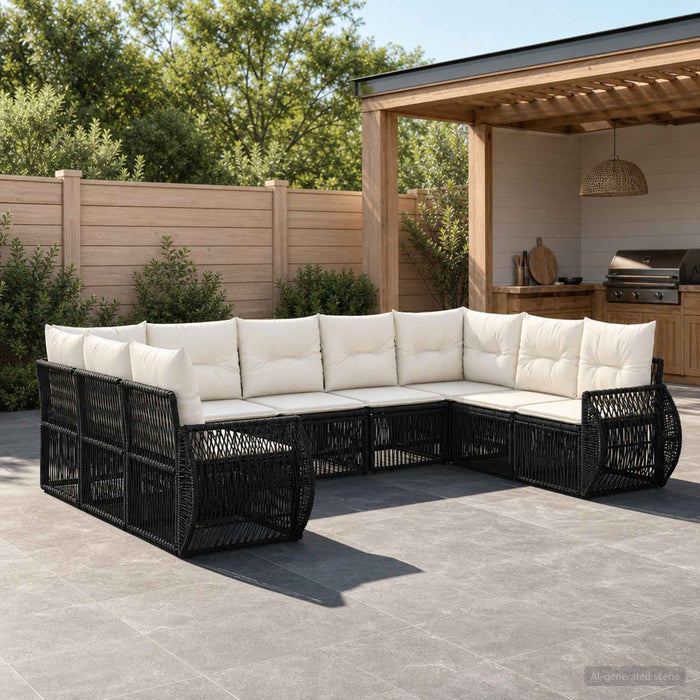 Set de canapele pentru grădină 9 pcs Negru și Alb crem - WALTI WALTI
