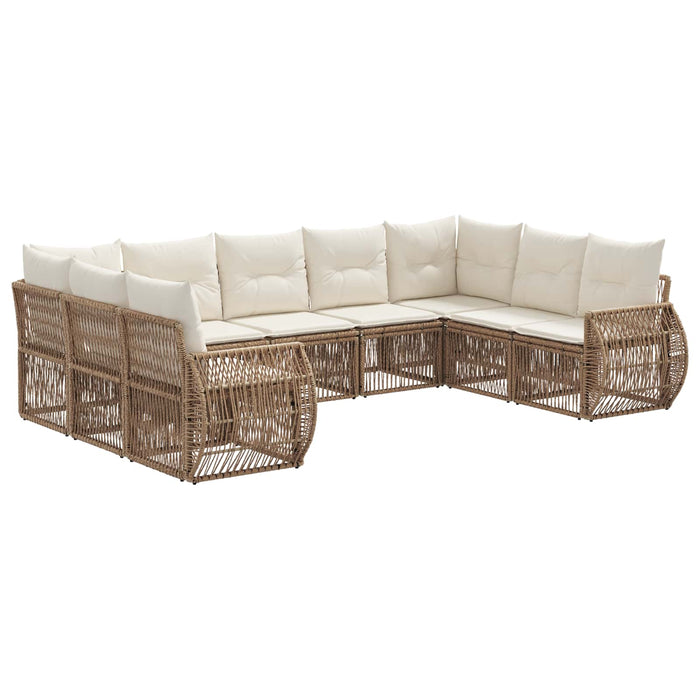 Set de canapele pentru grădină 9 pcs Bej și alb crem poliratan WALTI