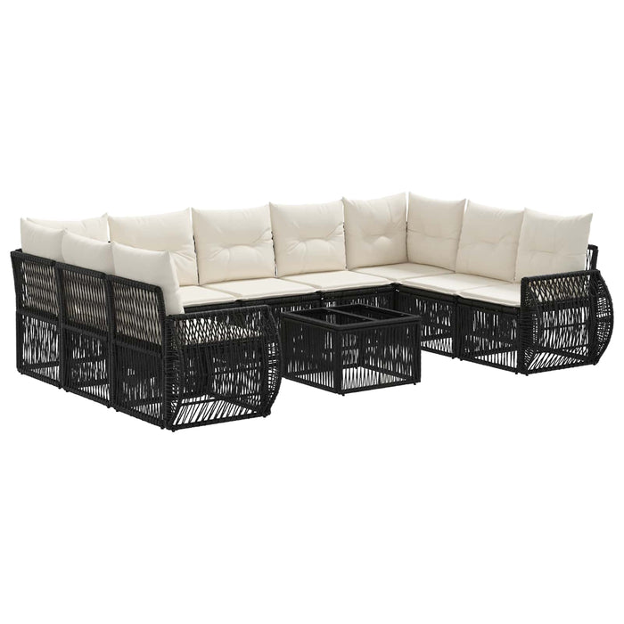 Set de canapele pentru grădină 10 pcs Negru și Alb crem - WALTI WALTI