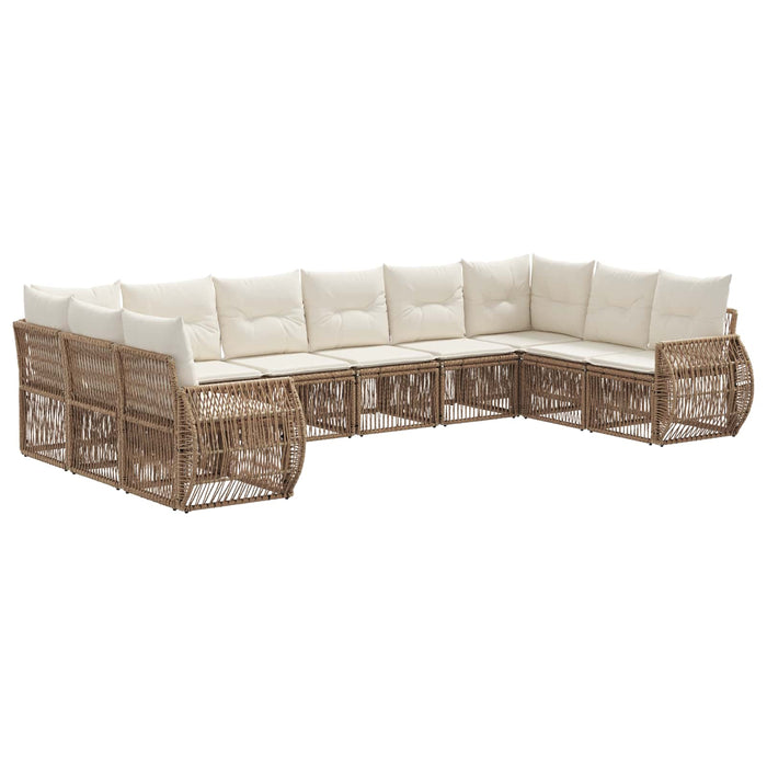 Set de canapele pentru grădină 10 pcs Bej și alb crem poliratan WALTI