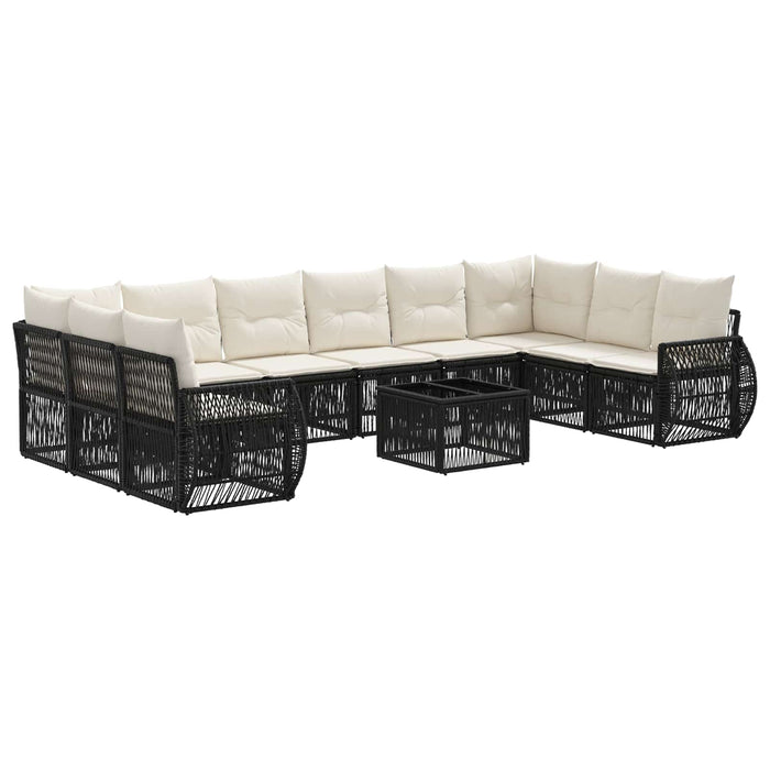 Set de canapele pentru grădină 11 pcs Negru și Alb crem - WALTI WALTI