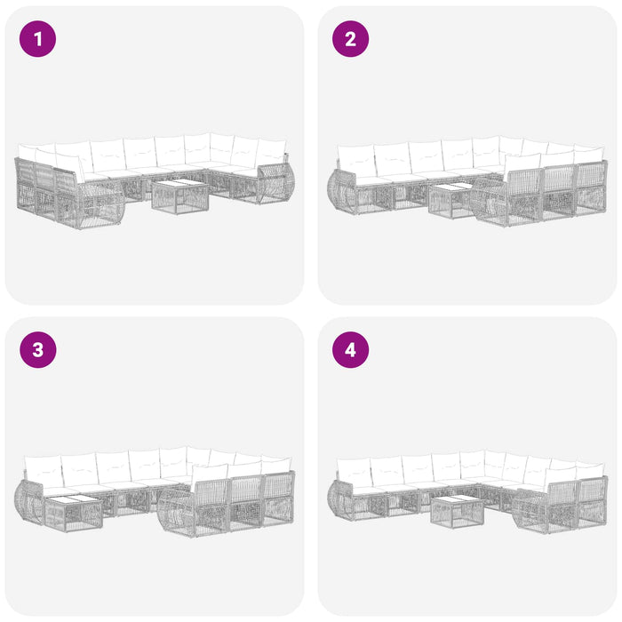 Set de canapele pentru grădină 11 pcs Gri și gri închis - WALTI WALTI