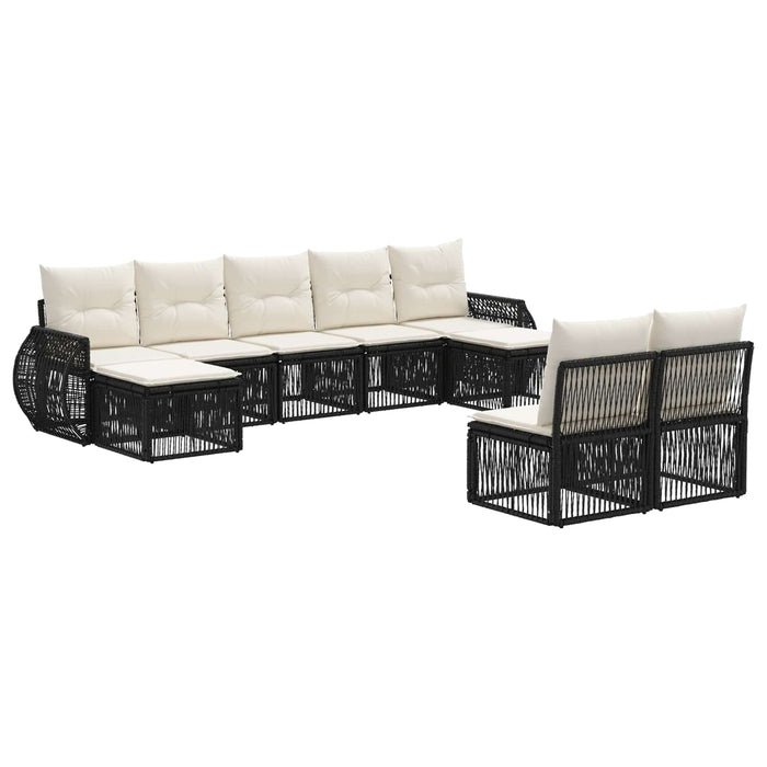 Set de canapele pentru grădină 9 pcs Negru și Alb crem WALTI