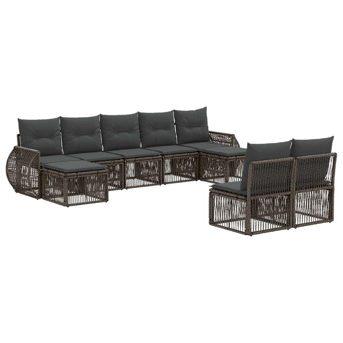 Set de canapele pentru grădină 9 pcs Gri și gri închis WALTI