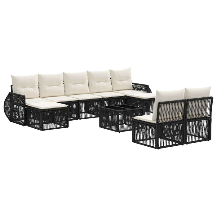 Set de canapele pentru grădină 10 pcs Negru și Alb crem - WALTI WALTI