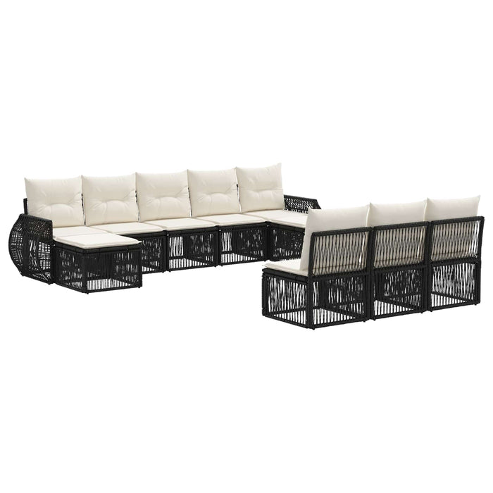 Set de canapele pentru grădină 10 pcs Negru și Alb crem WALTI