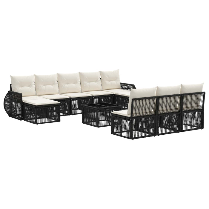 Set de canapele pentru grădină 11 pcs Negru și Alb crem - WALTI WALTI