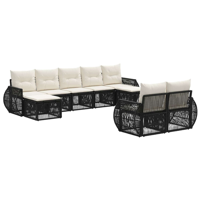 Set de canapele pentru grădină 9 pcs Negru și Alb crem WALTI