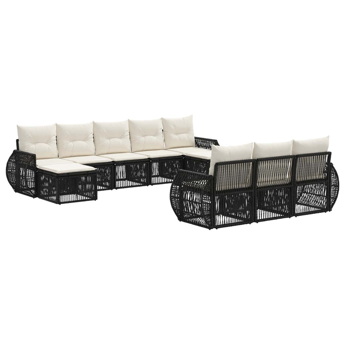 Set de canapele pentru grădină 10 pcs Negru și Alb crem WALTI