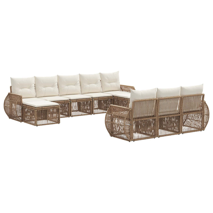Set de canapele pentru grădină 10 pcs Bej și alb crem poliratan WALTI