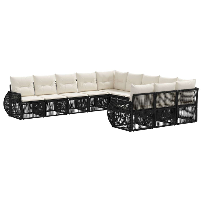 Set de canapele pentru grădină 11 pcs Negru și Alb crem WALTI