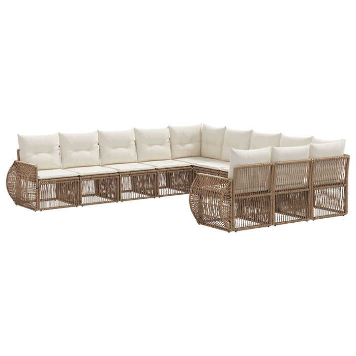 Set de canapele pentru grădină 11 pcs Bej și alb crem poliratan WALTI