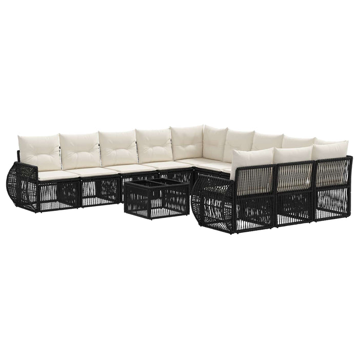 Set de canapele pentru grădină 12 pcs Negru și Alb crem - WALTI WALTI