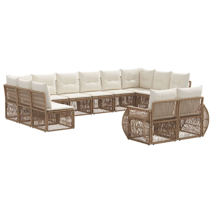 Set de canapele pentru grădină 12 pcs Bej și alb crem poliratan WALTI