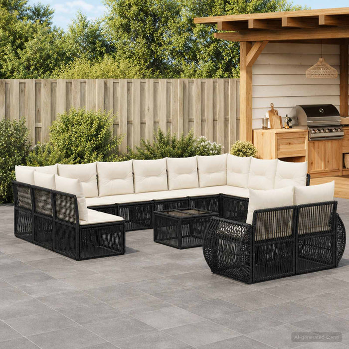 Set de canapele pentru grădină 13 pcs Negru și Alb crem - WALTI WALTI