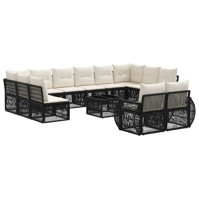 Set de canapele pentru grădină 13 pcs Negru și Alb crem - WALTI WALTI