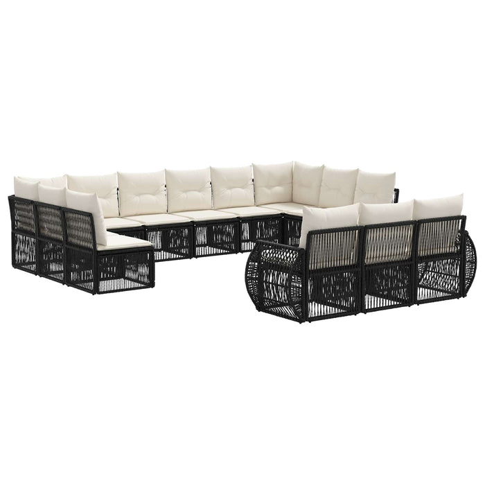 Set de canapele pentru grădină 13 pcs Negru și Alb crem WALTI