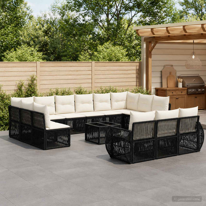 Set de canapele pentru grădină 14 pcs Negru și Alb crem - WALTI WALTI