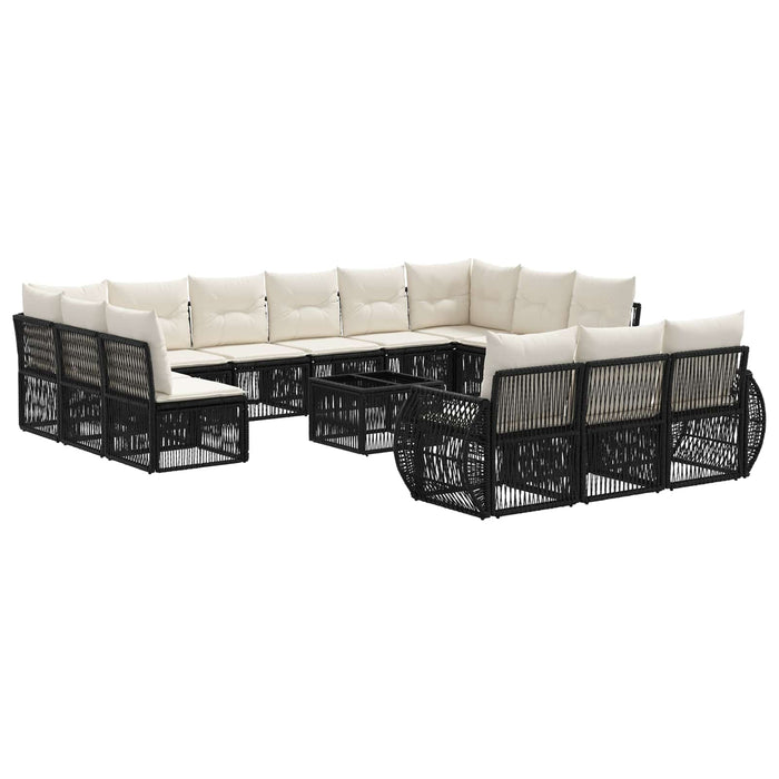 Set de canapele pentru grădină 14 pcs Negru și Alb crem - WALTI WALTI