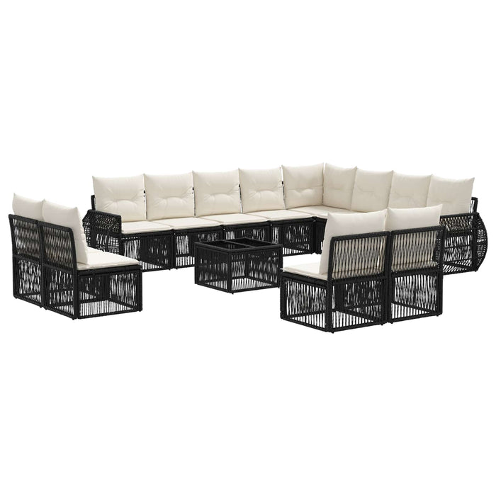 Set de canapele pentru grădină 13 pcs Negru și Alb crem - WALTI WALTI