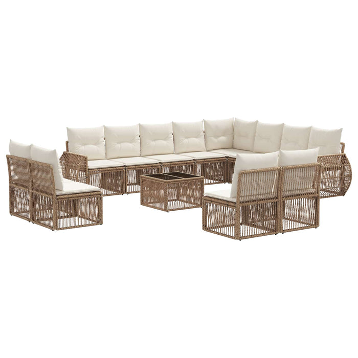 Set de canapele pentru grădină 13 pcs Bej și alb crem poliratan - WALTI WALTI