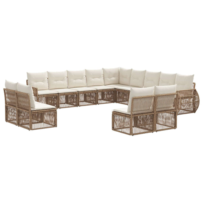 Set de canapele pentru grădină 13 pcs Bej și alb crem poliratan WALTI